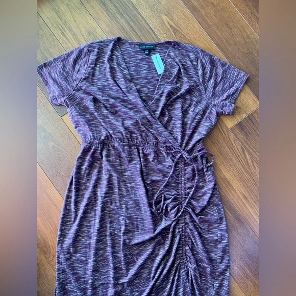 LANE BRYANT MARLED CROSSOVER SIDE-DRAWSTRING MAXI DRESS Sz 18/20P NWT - Picture 3 of 11